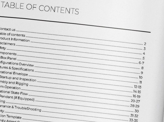 Add table of contents so users can quickly find the information they need.